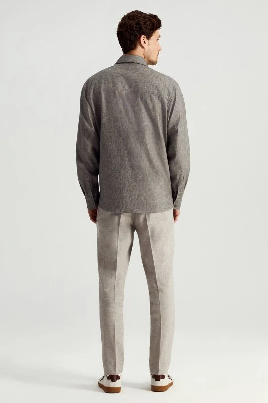 Hemington - Pamuk Tencel Kumaş Metal Düğmeli Antrasit Ceket Gömlek (5)