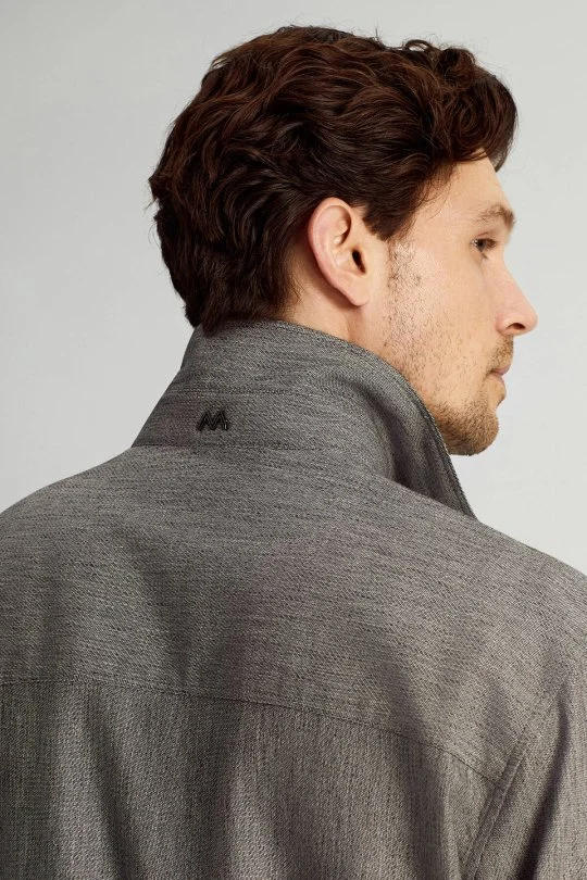 Hemington - Pamuk Tencel Kumaş Metal Düğmeli Antrasit Ceket Gömlek (3)