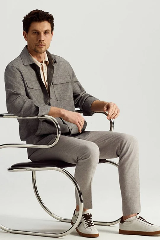 Hemington - Pamuk Tencel Kumaş Metal Düğmeli Antrasit Ceket Gömlek (1)