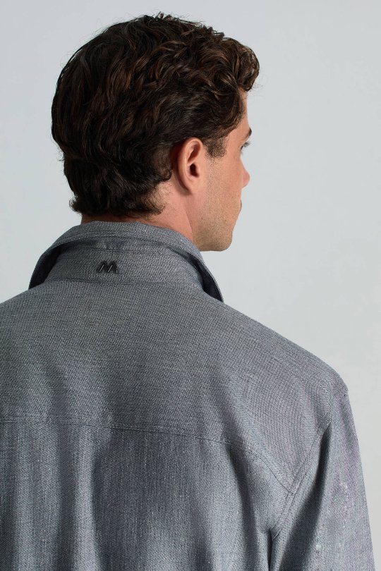 Pamuk Tencel Kumaş Metal Düğmeli Lacivert Ceket Gömlek