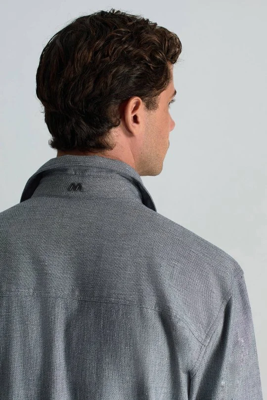 Hemington - Pamuk Tencel Kumaş Metal Düğmeli Lacivert Ceket Gömlek (4)