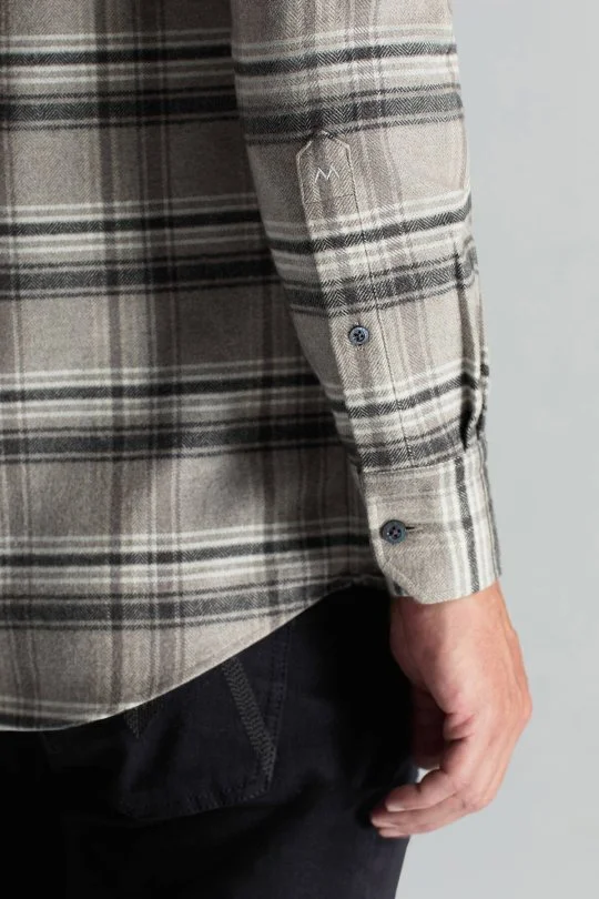 Hemington - Pamuk Yün Karışım Ekose Desen Gri Gömlek (4)