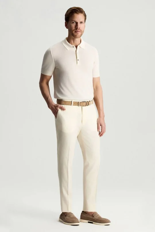 Hemington - Pamuk Yün Karışım Krem Chino Pantolon (1)