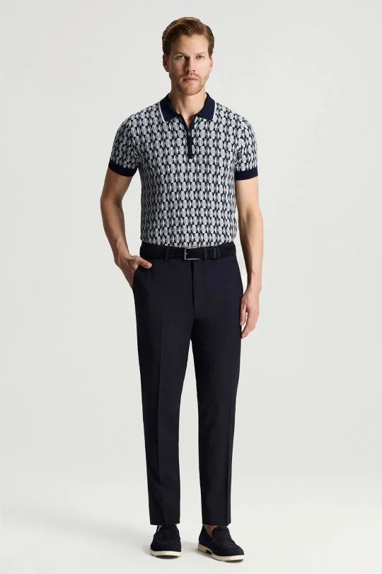 Hemington - Pamuk Yün Karışım Lacivert Chino Pantolon (1)