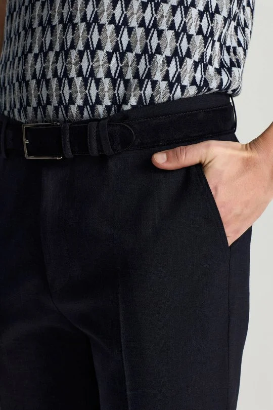 Hemington - Pamuk Yün Karışım Lacivert Chino Pantolon (3)