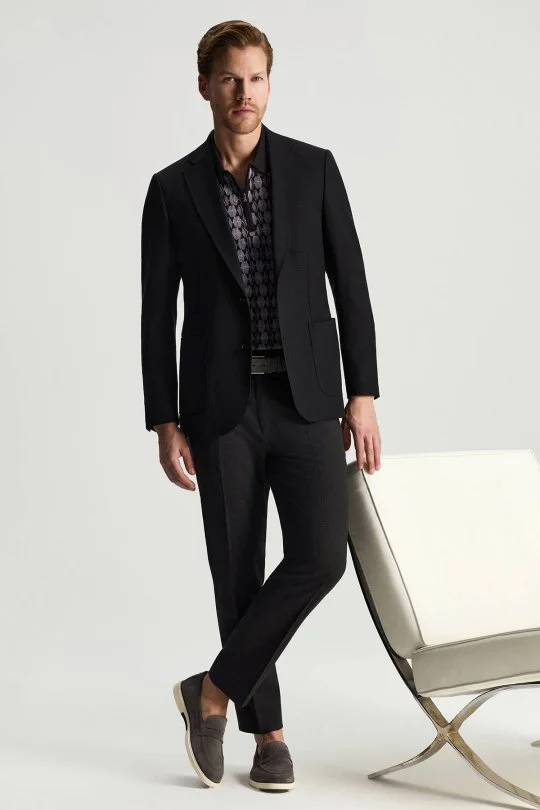 Hemington - Pamuk Yün Karışım Siyah Chino Pantolon (6)