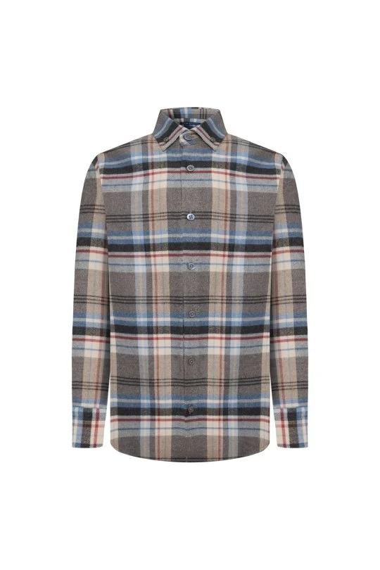 Hemington - Pamuk Yün Karışım Desenli Mavi Çocuk Gömlek (7)