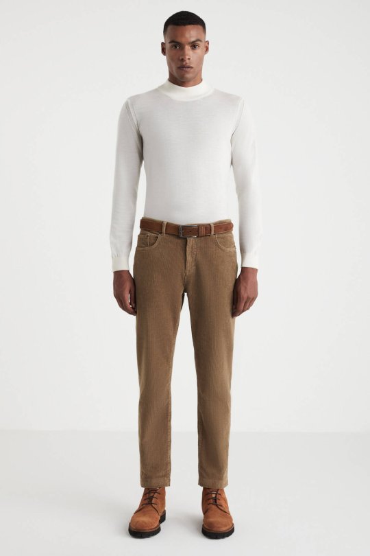 Pamuklu 5 Cep Tütün Rengi Pantolon