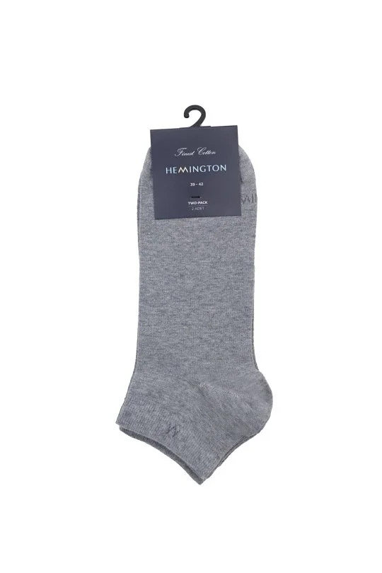 Hemington - Pamuklu Açık Gri İkili Sneaker Çorap Seti (2)