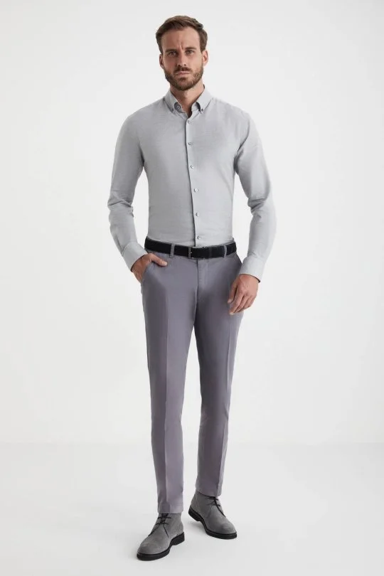 Hemington - Pamuklu Koyu Gri Regular Fit Chino Pantolon