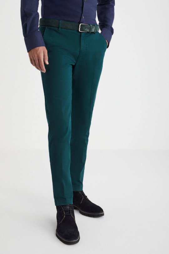 Pamuklu Koyu Yeşil Regular Fit Chino Pantolon