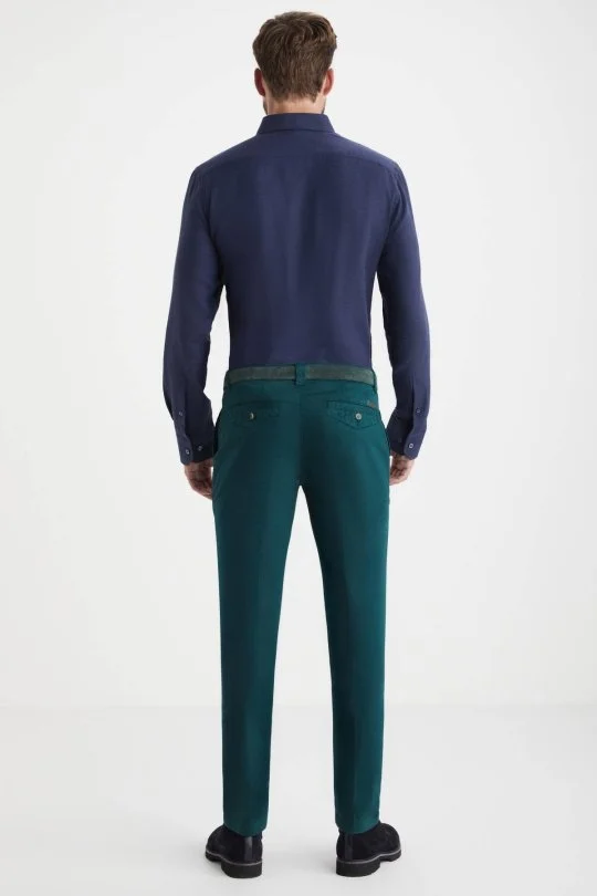 Hemington - Pamuklu Koyu Yeşil Regular Fit Chino Pantolon (2)