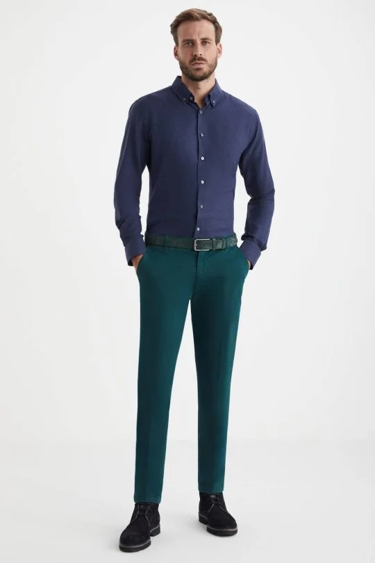 Hemington - Pamuklu Koyu Yeşil Regular Fit Chino Pantolon (1)