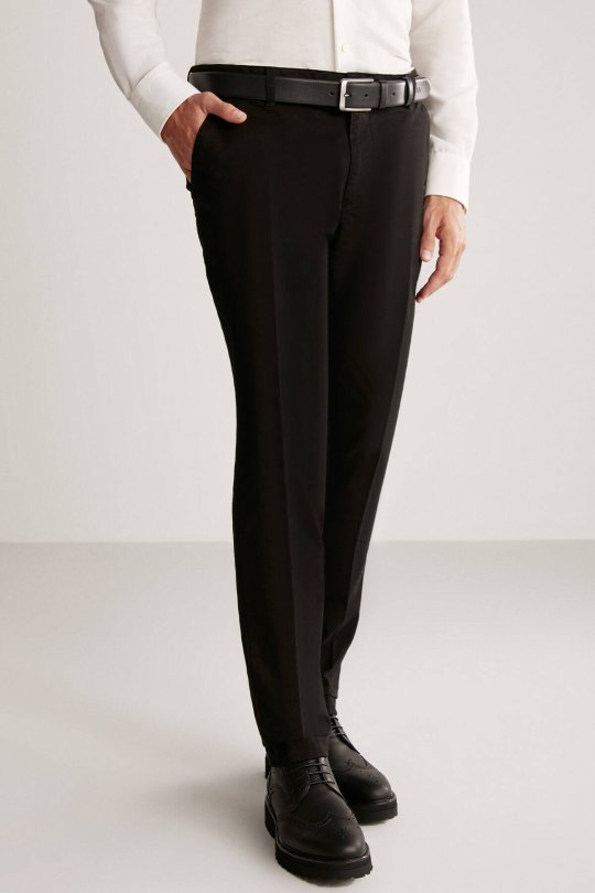 Pamuklu Siyah Regular Fit Chino Pantolon