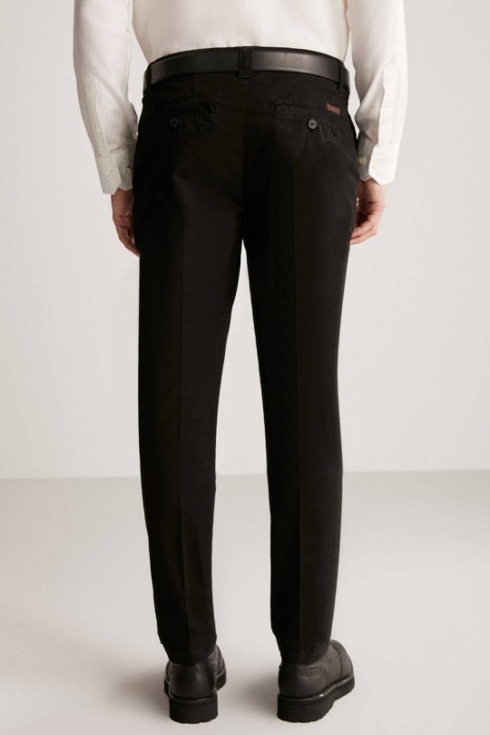 Pamuklu Siyah Regular Fit Chino Pantolon