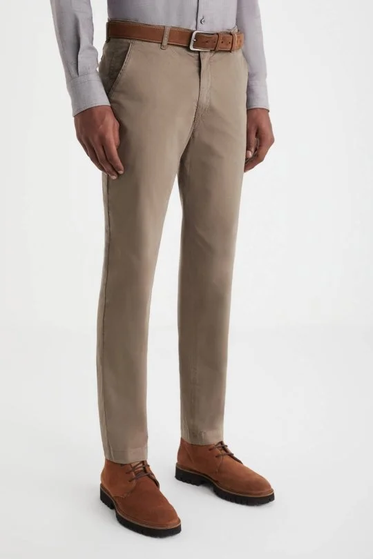 Pamuklu Tütün Rengi Regular Fit Chino Pantolon
