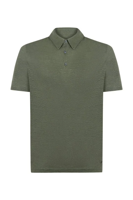 Hemington - Saf Keten Haki Polo Yaka T-Shirt (6)