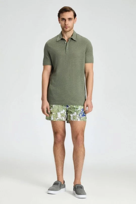 Hemington - Saf Keten Haki Polo Yaka T-Shirt (1)