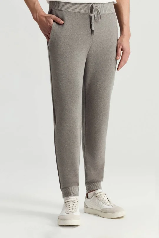 Hemington - Pike Örgü Pamuk Karışım Açık Gri Triko Lounge Pantolon (2)