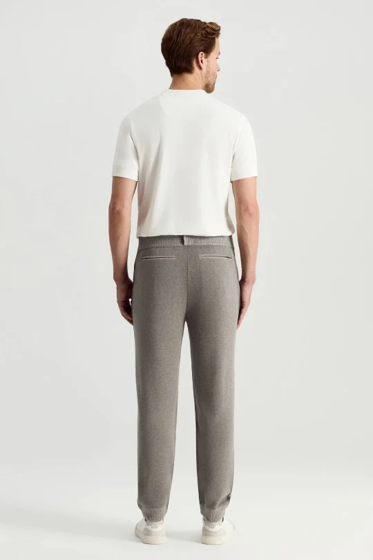 Hemington - Pike Örgü Pamuk Karışım Açık Gri Triko Lounge Pantolon (5)