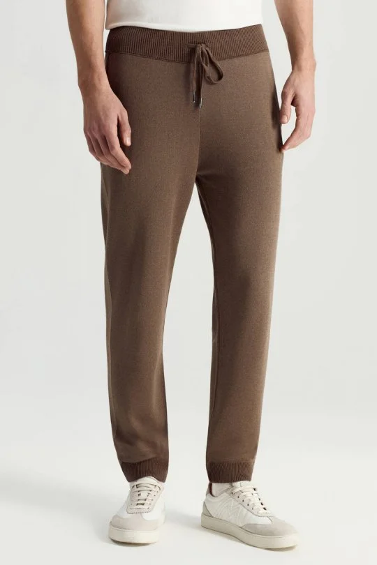 Hemington - Pike Örgü Pamuk Karışım Kahverengi Triko Lounge Pantolon (2)