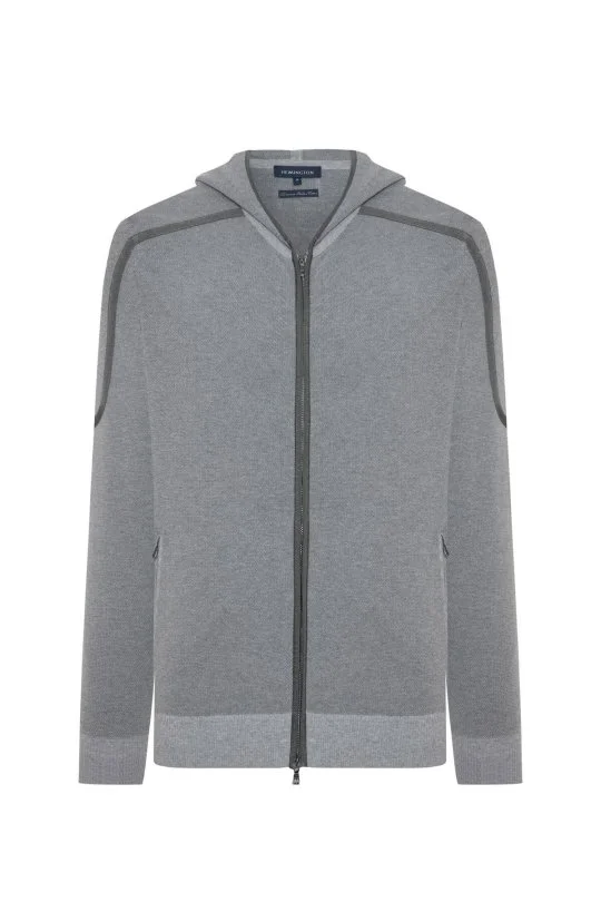 Hemington - Pike Örgü Pamuk Karışım Kapüşonlu Gri Triko Hırka (6)