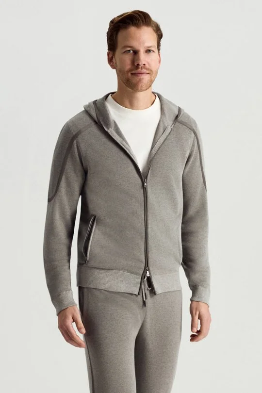 Hemington - Pike Örgü Pamuk Karışım Kapüşonlu Gri Triko Hırka (1)