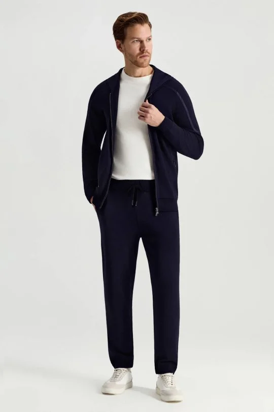 Hemington - Pike Örgü Pamuk Karışım Kapüşonlu Lacivert Triko Hırka (2)