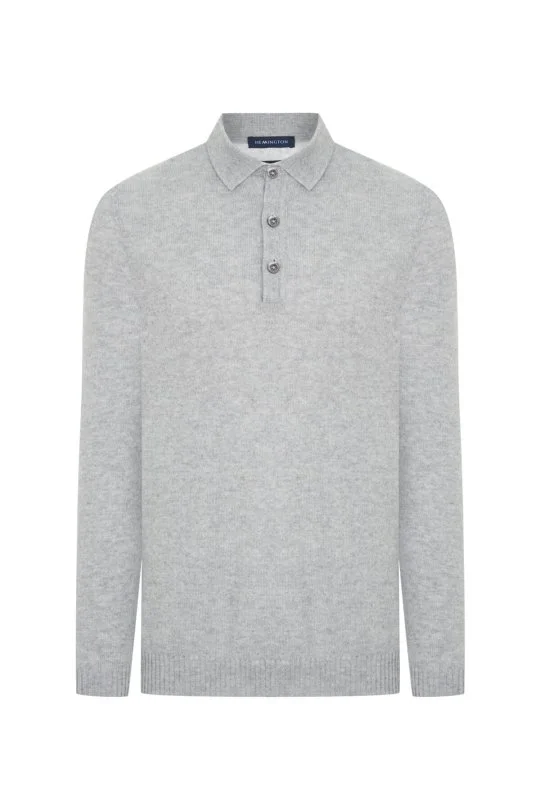 Hemington - Polo Yaka Saf Kaşmir Açık Gri Kazak (6)
