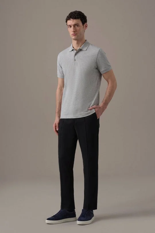 Polo Yaka Açık Gri T-Shirt