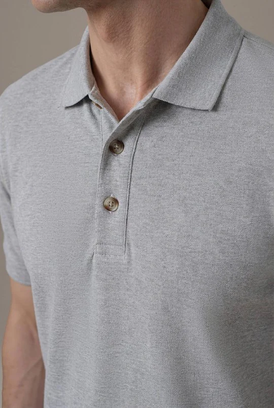 Polo Yaka Açık Gri T-Shirt