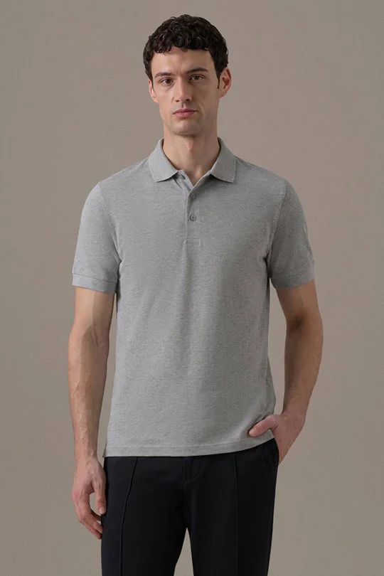 Polo Yaka Açık Gri T-Shirt
