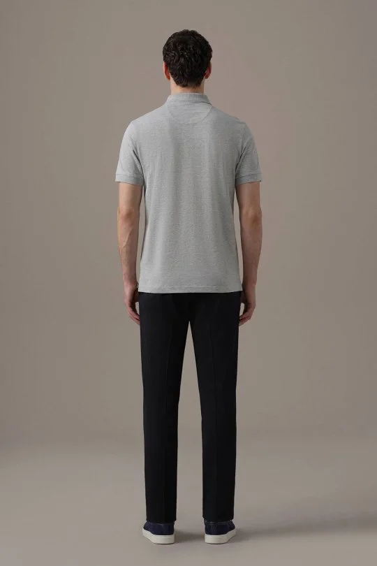 Polo Yaka Açık Gri T-Shirt