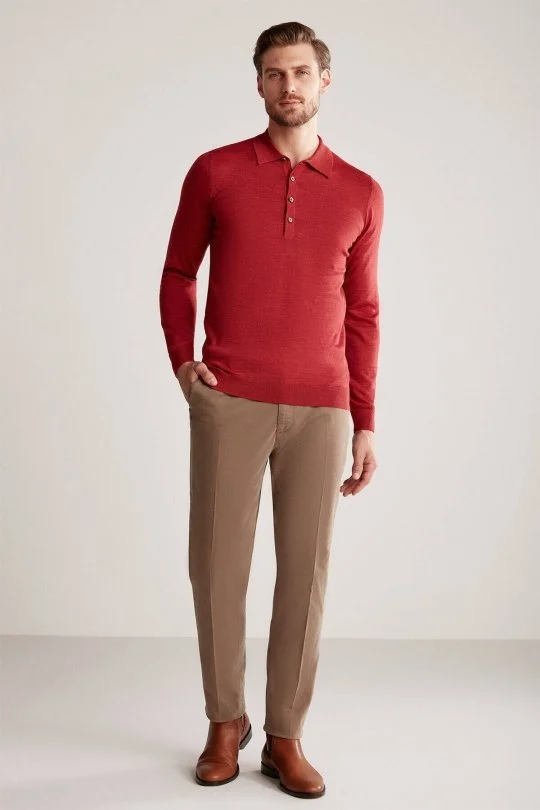 Hemington - Extrafine Merino Polo Yaka Kırmızı Triko (4)