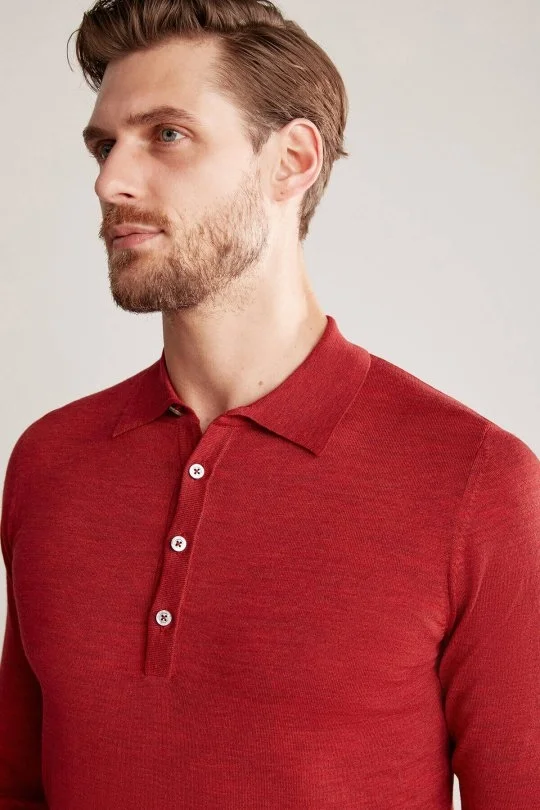 Hemington - Extrafine Merino Polo Yaka Kırmızı Triko (3)