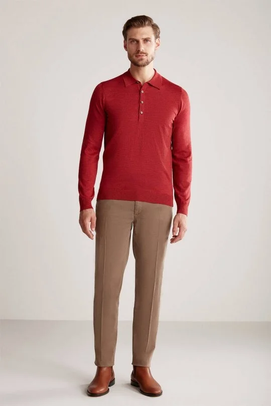 Hemington - Extrafine Merino Polo Yaka Kırmızı Triko (1)