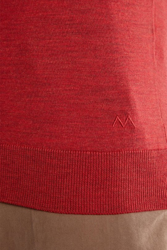 Extrafine Merino Polo Yaka Kırmızı Triko