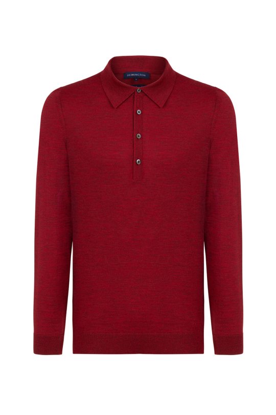 Extrafine Merino Polo Yaka Kırmızı Triko