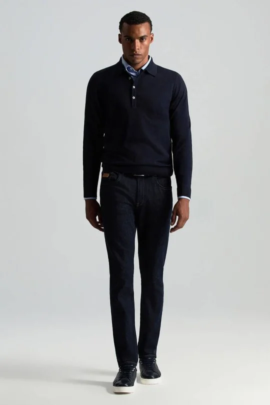 Hemington - Polo Yaka Lacivert Merino Yün Triko (2)