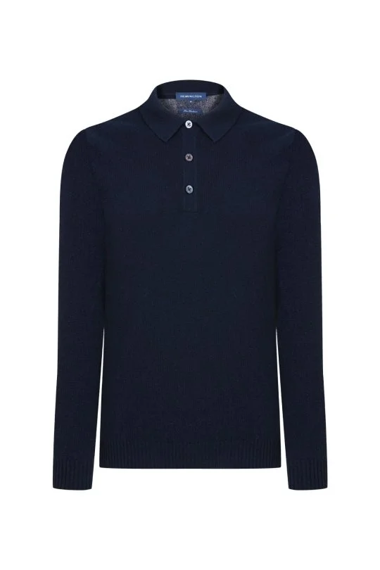 Hemington - Polo Yaka Saf Kaşmir Lacivert Kazak (6)