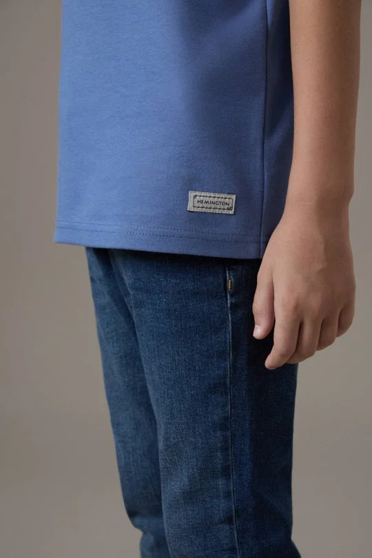 Polo Yaka Mavi Çocuk T-Shirt