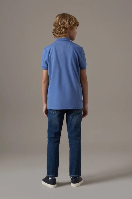Polo Yaka Mavi Çocuk T-Shirt
