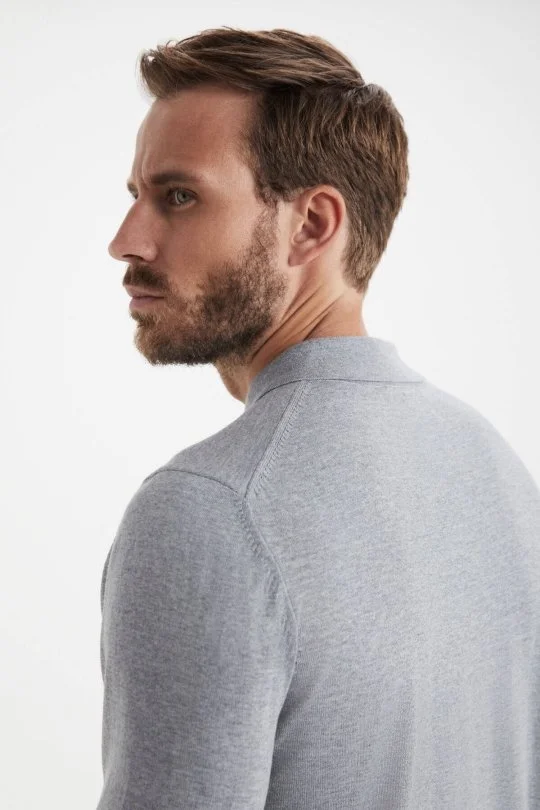 Hemington - Extrafine Merino Polo Yaka Açık Gri Triko (4)