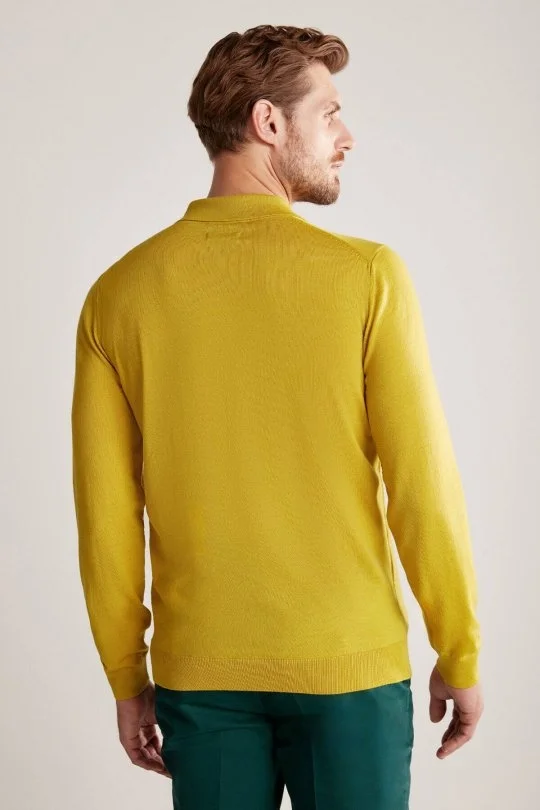 Hemington - Extrafine Merino Polo Yaka Altın Sarısı Triko (5)