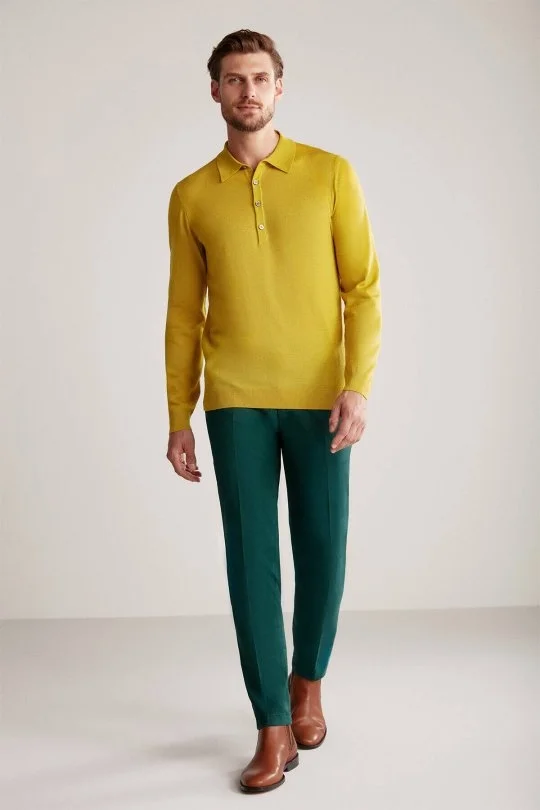 Hemington - Extrafine Merino Polo Yaka Altın Sarısı Triko (3)