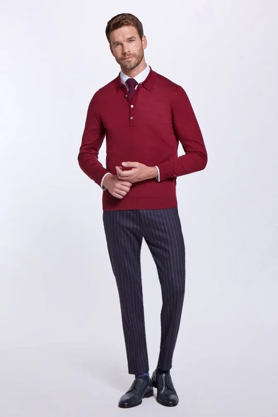 Hemington - Polo Yaka Merino Yün Bordo Triko (2)