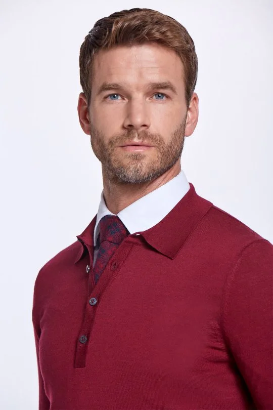 Hemington - Polo Yaka Merino Yün Bordo Triko (3)