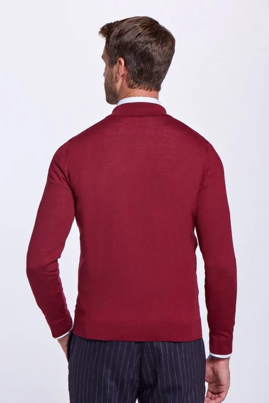 Hemington - Polo Yaka Merino Yün Bordo Triko (4)