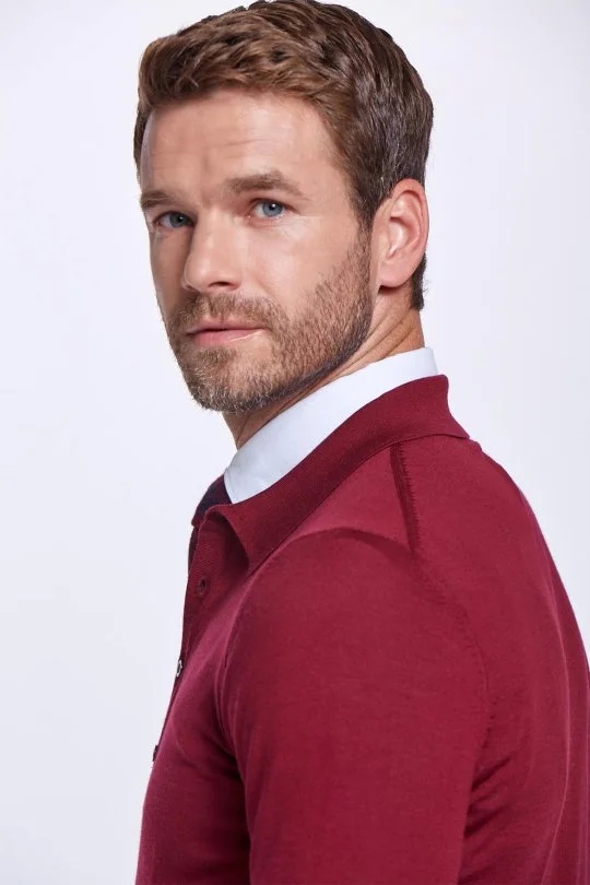 Hemington - Polo Yaka Merino Yün Bordo Triko (7)