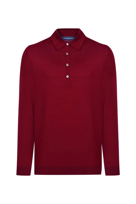 Hemington - Polo Yaka Merino Yün Bordo Triko (9)